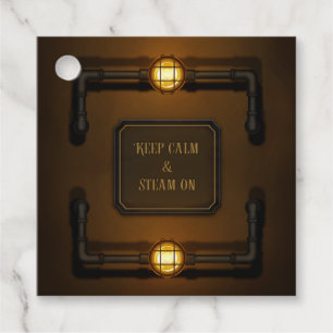 "Keep Calm & Steam On" Machine Age Steampunk Favour Tags