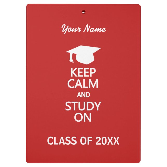 Keep Calm & Study On custom colour clipboard (Back)