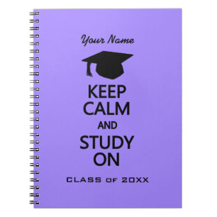 Keep Calm & Study On custom colour notebook