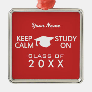 Keep Calm & Study On custom colour ornament