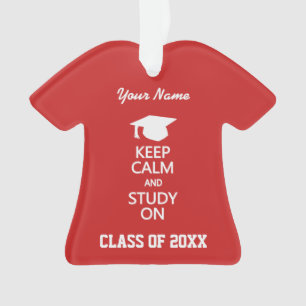 Keep Calm & Study On custom colour ornament