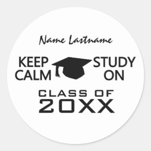 Keep Calm & Study On custom colour stickers
