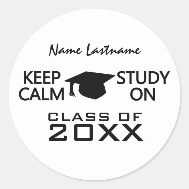 Keep Calm & Study On custom colour stickers (Front)