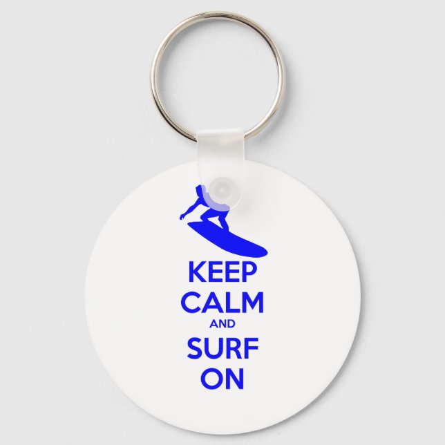 Keep Calm & Surf On Key Ring (Front)