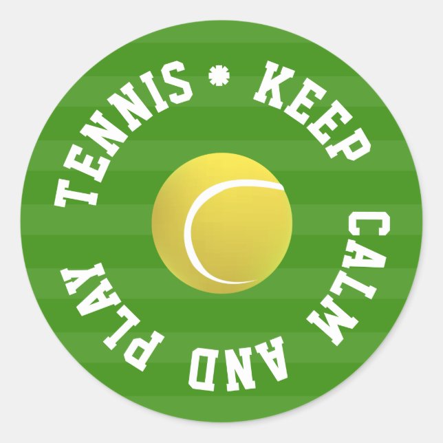 KEEP  CALM TENNIS BALL - Personalised TEXT Classic Round Sticker (Front)
