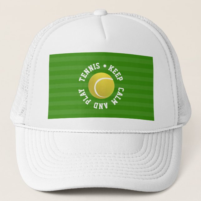 KEEP  CALM TENNIS BALL - Personalised TEXT Trucker Hat (Front)