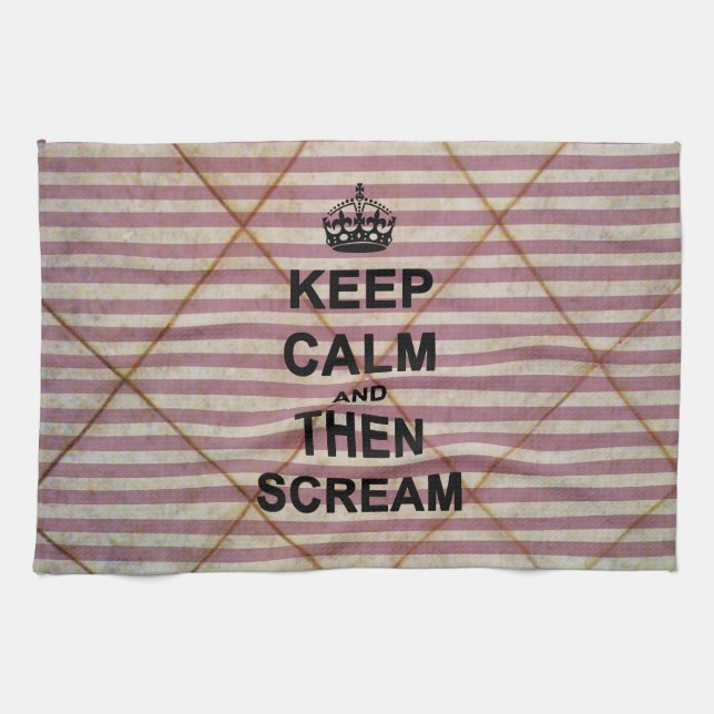 Keep Calm & Then Scream Tea Towel (Horizontal)