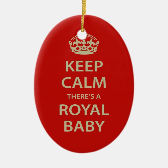 Keep Calm There's A Royal Baby Ceramic Tree Decoration (Front)