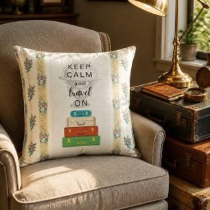 Keep Calm Travel On Throw Pillow