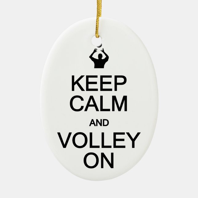 Keep Calm & Volley On ornament, customize Ceramic Tree Decoration (Front)