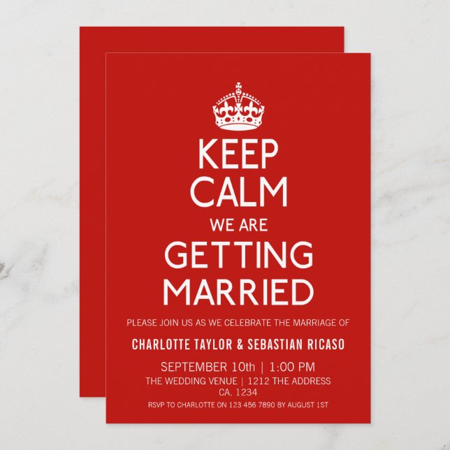 Keep Calm We Are Getting Married - Wedding Invitation (Front/Back)