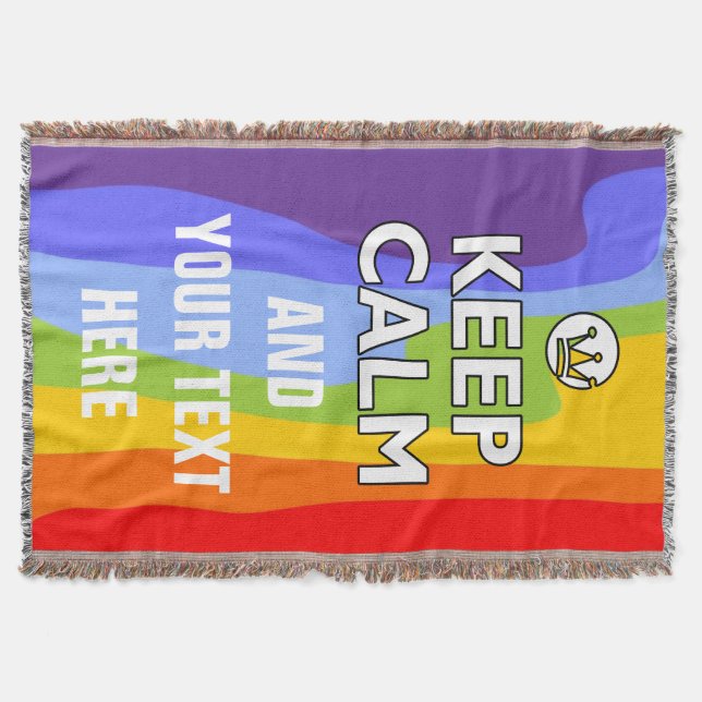 KEEP CALM white + your background & text Throw Blanket (Front)