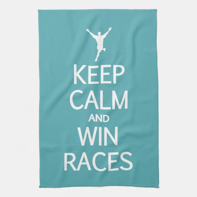 Keep Calm & Win Races custom colour kitchen towel (Vertical)