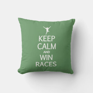 Keep Calm & Win Races custom colour pillow