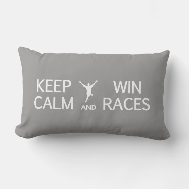 Keep Calm & Win Races custom colour pillow (Front)