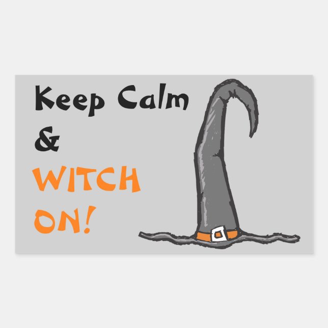 Keep Calm Witch Hat Halloween Rectangular Sticker (Front)