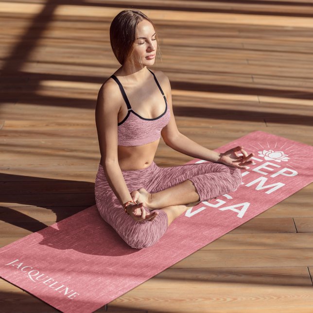 Keep Calm Yoga On Monogram Lotus Coral Yoga Mat (Keep Calm Yoga On Monogram Lotus Coral Yoga Mat)