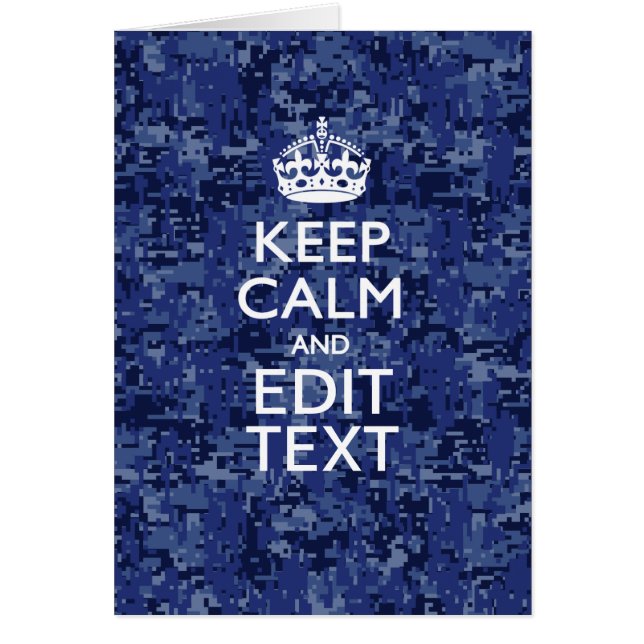Keep Calm Your Text on Blue Digital Camouflage (Front)