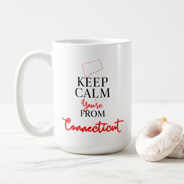 Keep Calm You're from Connecticut Coffee Mug (With Donut)