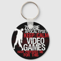 Keep Calm Zombie Apocalypse Funny Gamers Keychain