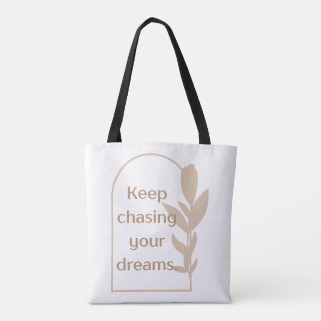 'Keep Chasing Your Dreams' Minimalist Botanical Tote Bag (Back)
