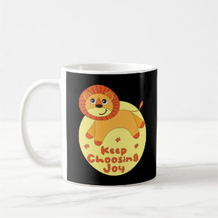 Keep choosing joy Kawaii lion jumping yellow orang Coffee Mug