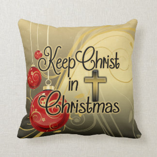 Keep Christ in Christmas, Gold/Red Christian Cushion