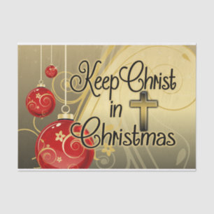 Keep Christ in Christmas, Gold/Red Christian Tissue Paper