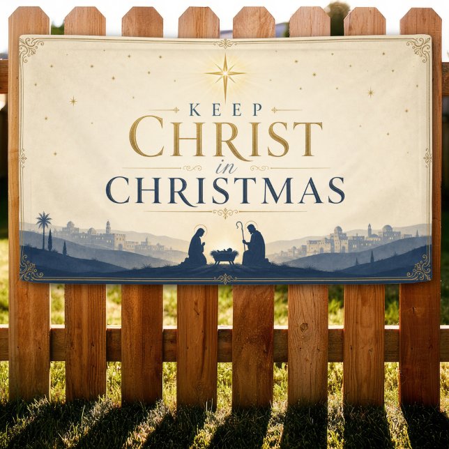 Keep Christ In Christmas Modern Christian Banner (Christmas Banner - Christian Faith - Keep Christ In Christmas - Church, Home, Community)