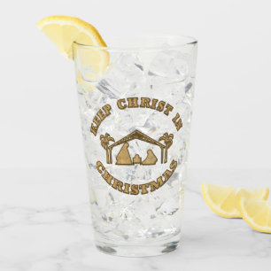 Keep Christ In Christmas Nativity 16 oz Glass