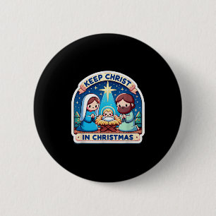 Keep Christ In Christmas Nativity Scene Manger Jes 6 Cm Round Badge