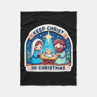 Keep Christ In Christmas Nativity Scene Manger Jes Fleece Blanket