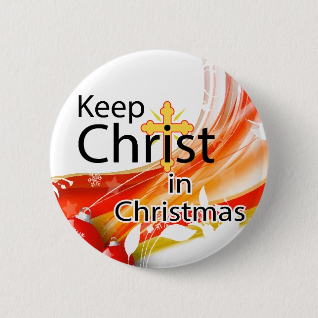 Keep Christ in Christmas, Swirl 6 Cm Round Badge (Front)