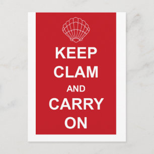KEEP CLAM AND CARRY ON POSTCARD