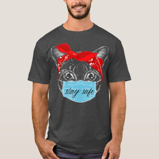 Keep Distance Cat Kitten with Mouthguard Face T-Shirt
