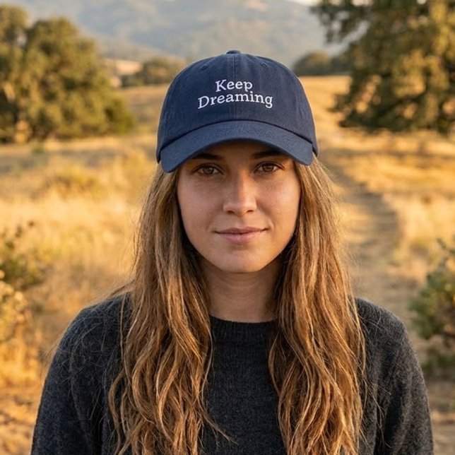 Keep Dreaming Embroidered Navy Inspirational  Cap  (Creator Uploaded)