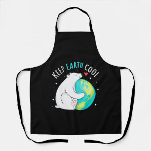 Keep Earth Cool Polar Bear Earth Day Men Women Apron