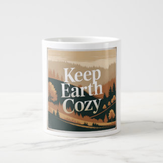 Keep Earth Cosy Retro Nature Adventure Eco Art Large Coffee Mug