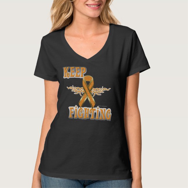 Keep Fighting Kidney Cancer Ladies V-Neck Nano T T-Shirt (Front)