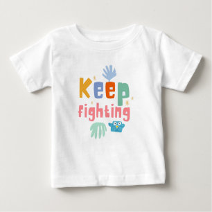 Keep Fighting Print Typography White Kids  Baby T-Shirt