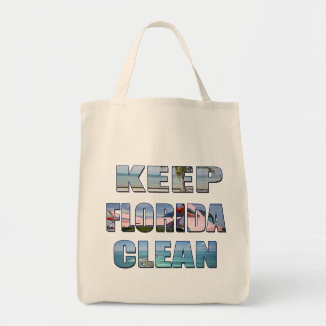 Keep Florida Clean Tropical Beach Bag (Front)