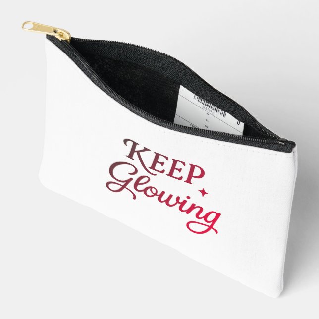 Keep Glowing - Minimalist Aesthetic Accessory Pouch (Open)