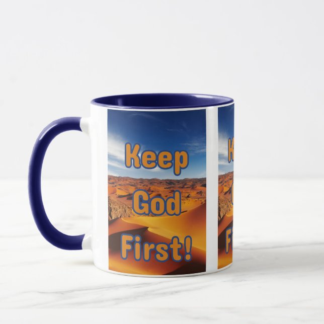 Keep God First Faith-Based Pic Two-Tone Mug (Left)