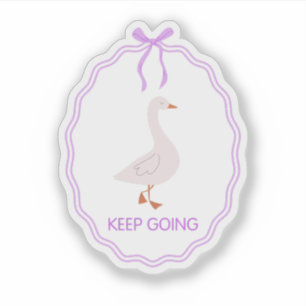 Keep Going Cute Goose with Purple Ribbon Frame