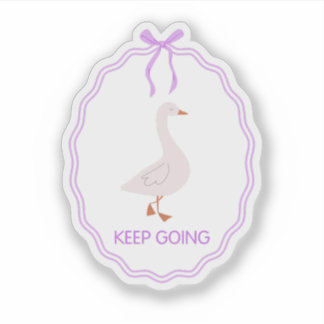 Keep Going Cute Goose with Purple Ribbon Frame