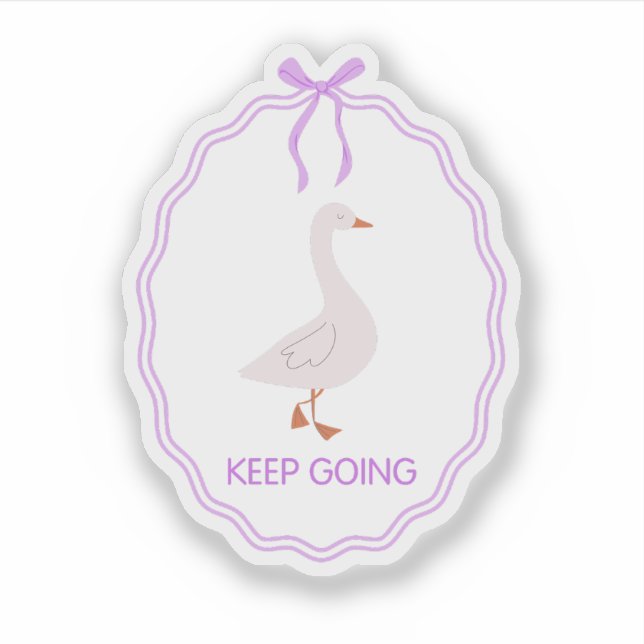 Keep Going Cute Goose with Purple Ribbon Frame (Front)