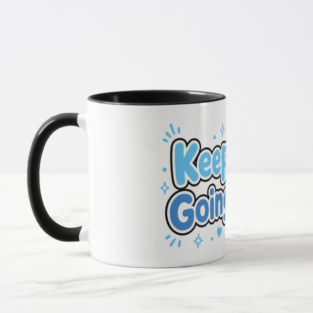 Keep Going Kawaii Penguin Adventure Design Mug (Left)