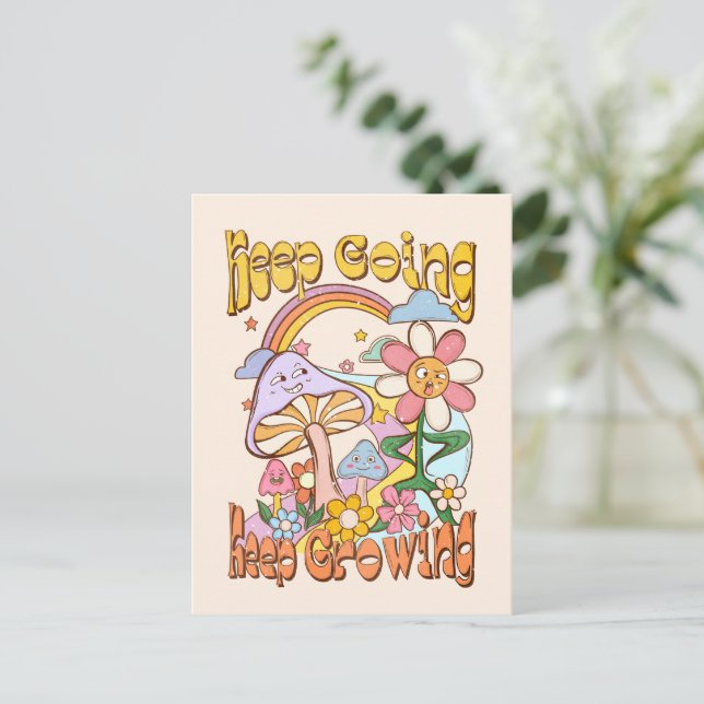 Keep Going, Keep Growing | Mushroom & Floral Postcard (Standing Front)