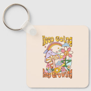Keep Going, Keep Growing - Mushroom & Flower Key Ring