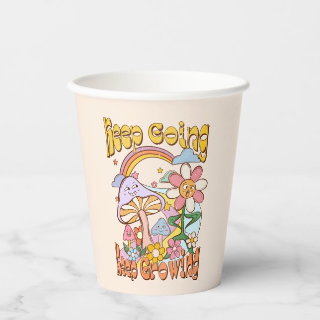Keep Going, Keep Growing - Mushroom & Flower Paper Cups (Front)